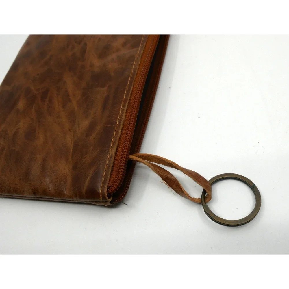 Moonster Leather Pencil Pen Case Pouch Clutch With Key Chain Attached 8